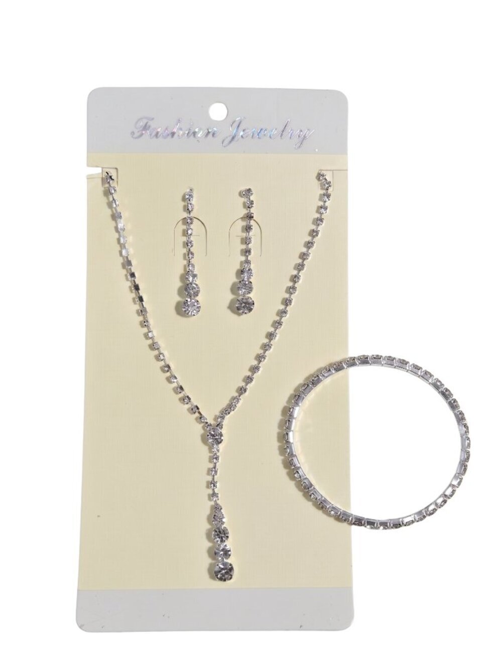 3/$20 3-Piece Crystal Wedding Jewelry Set – Silver Necklace, Earrings & Bracelet